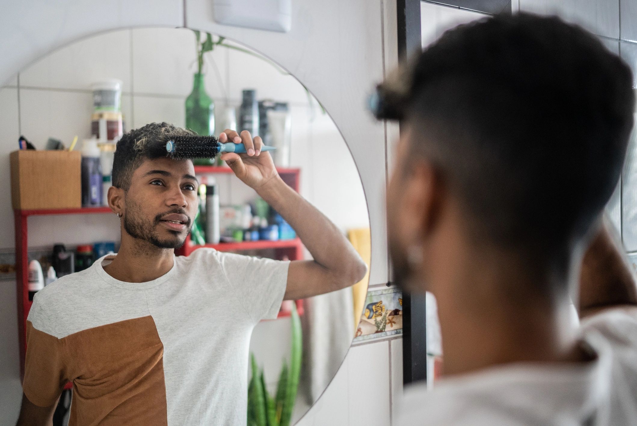 Minimalist men's grooming products arranged stylishly