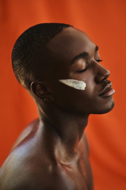 minimalist men's face cleanser black and white product photography